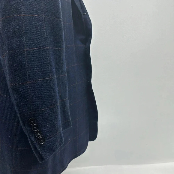 Ermenegildo Zegna Blazer Sports Coat Jacket Button Down Wool Silk Plaid Blue 46R - Picture 6 of 13
